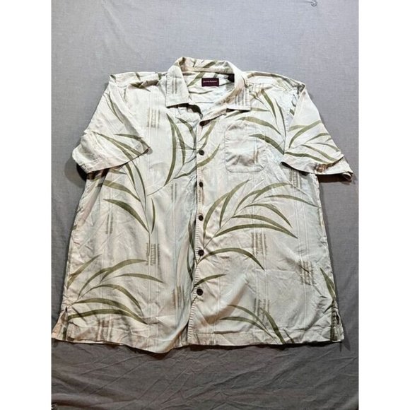 Tommy Bahama Button‎ Up Shirt Adult Extra Large Beige Floral Short Sleeve Mens. - Picture 1 of 8